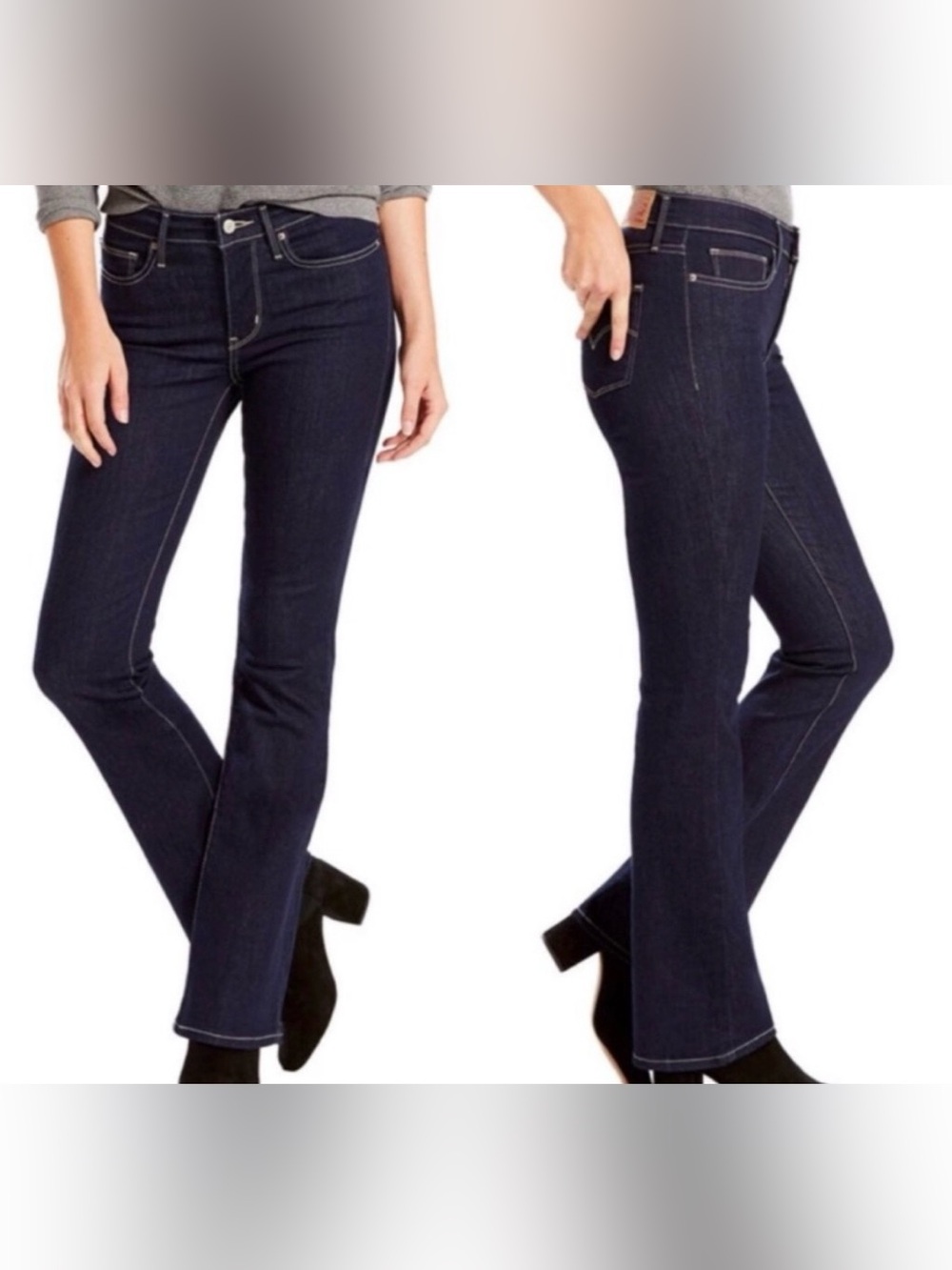 WOMENS LEVI’S SLIMMING BOOT MID-RISE DARK JEANS SIZE 30